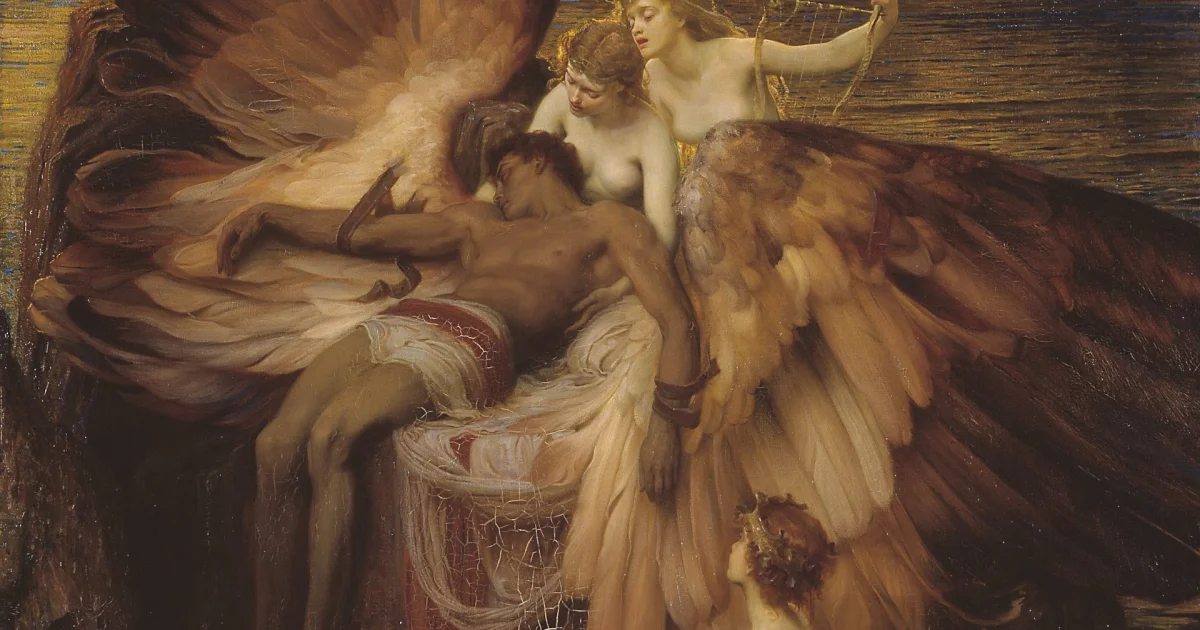 Herbert James Draper's painting The Lament for Icarus (1898), showing mourning figures around the fallen Icarus