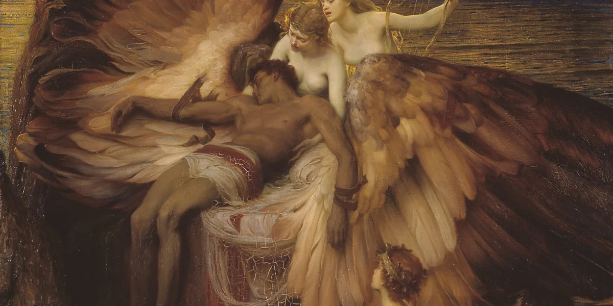 Herbert James Draper's painting The Lament for Icarus (1898), showing mourning figures around the fallen Icarus